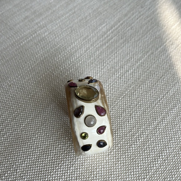 Ashley Pittman Ungana mixed stone cuffed bracelet light horn - Picture 9 of 11